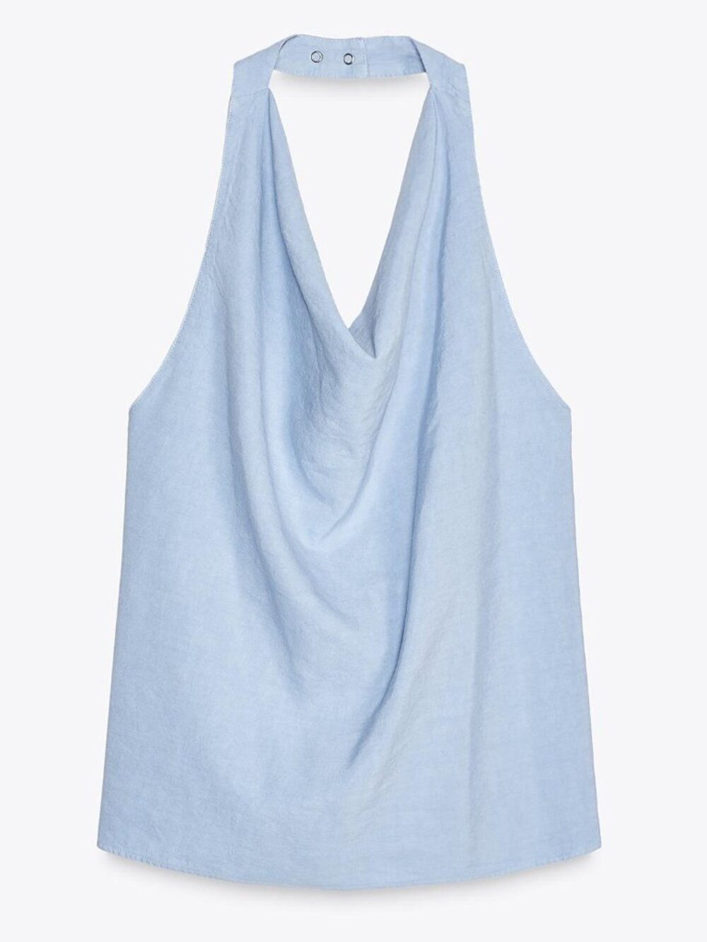 Zara Light Blue Draped Halter Tank Top